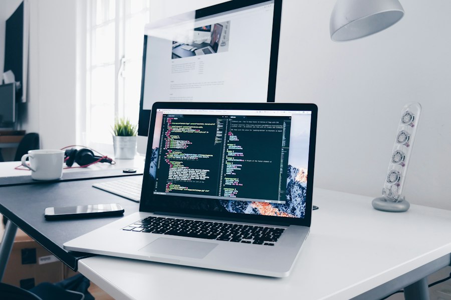 Software developer writing code for an AI and web project