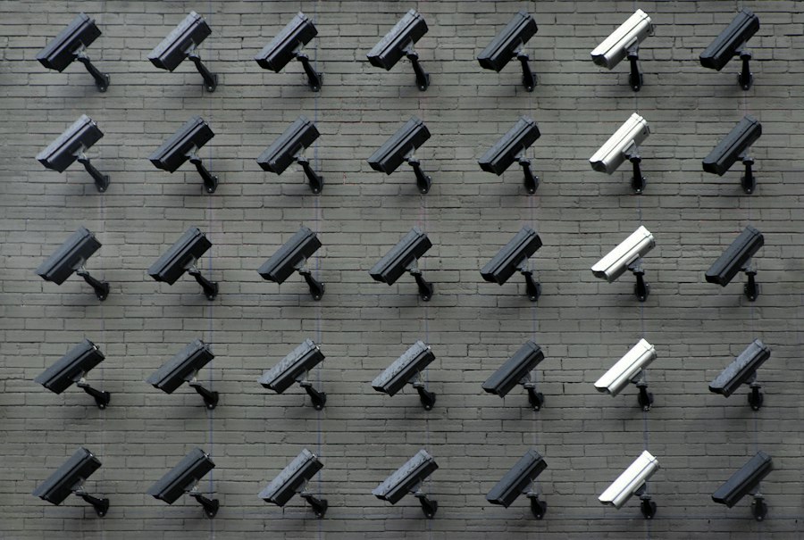 IP security CCTV camera monitoring a commercial premises
